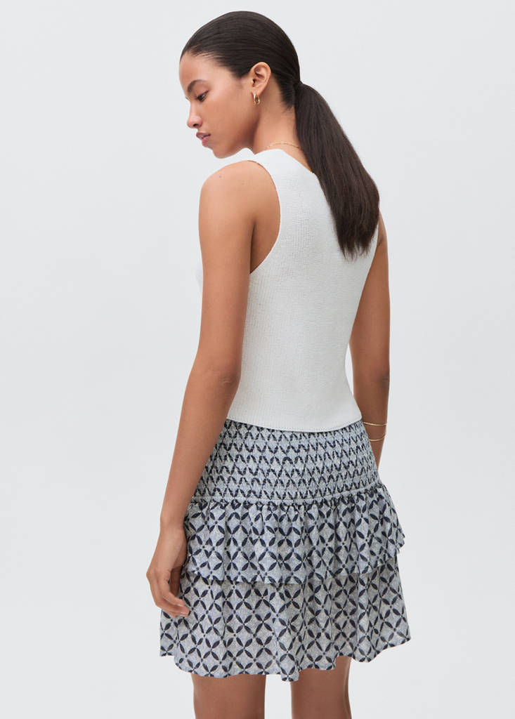 Printed skirt with ruffles — Dark Navy