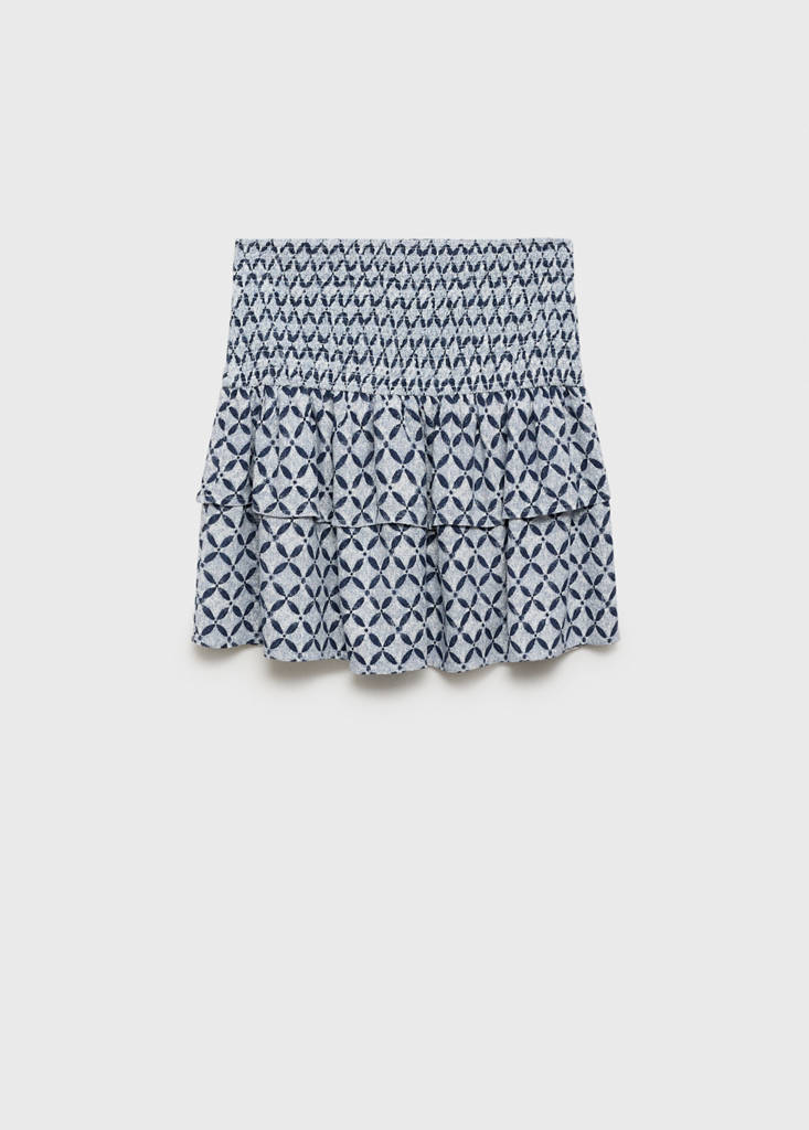 Printed skirt with ruffles — Dark Navy
