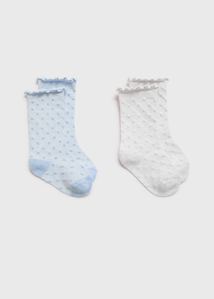 MANGO KIDS - Pack de 2 paires de chaussettes bleu ciel - 1-2 ans - Bébé fille
