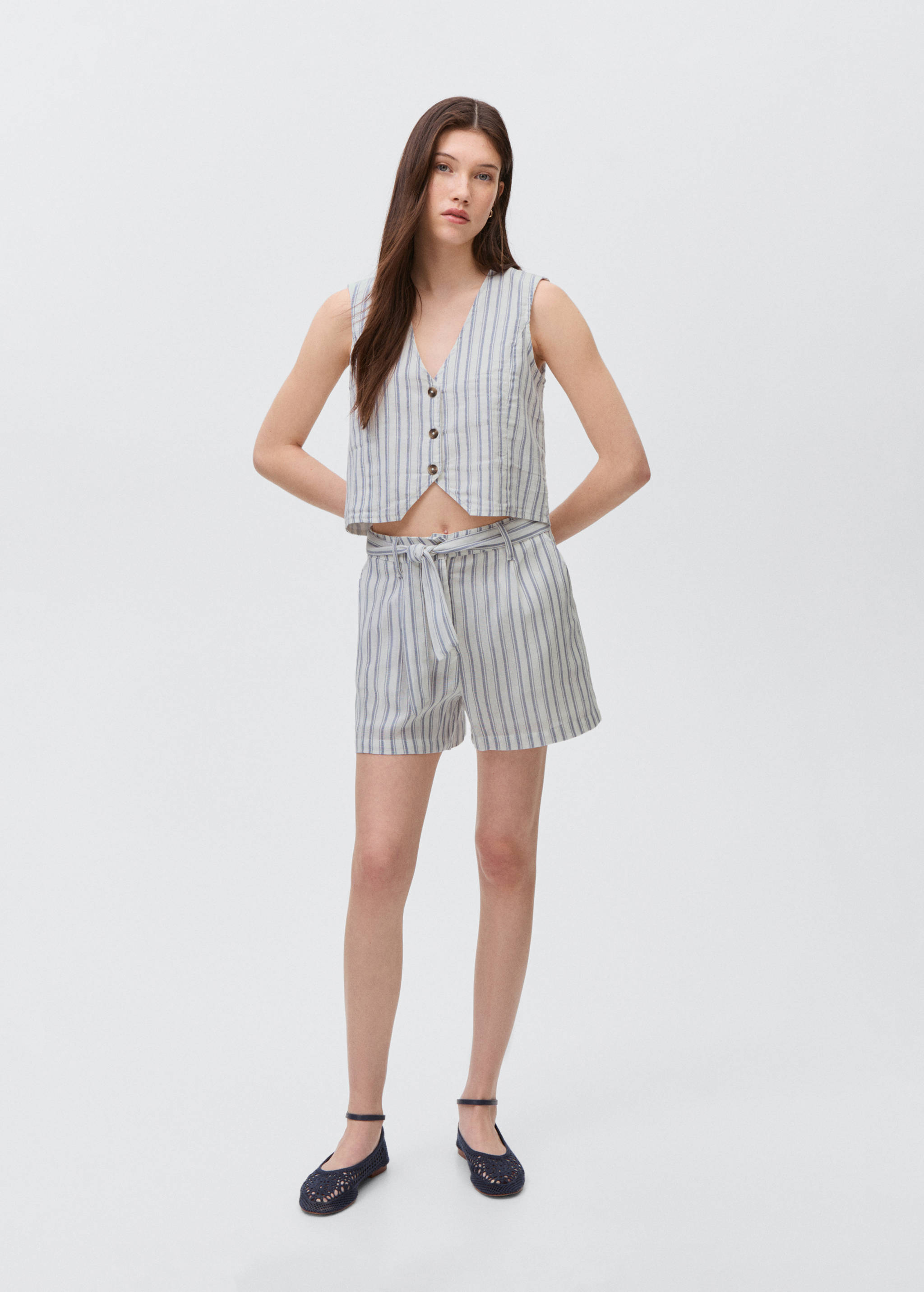 Striped cotton shorts - General plane