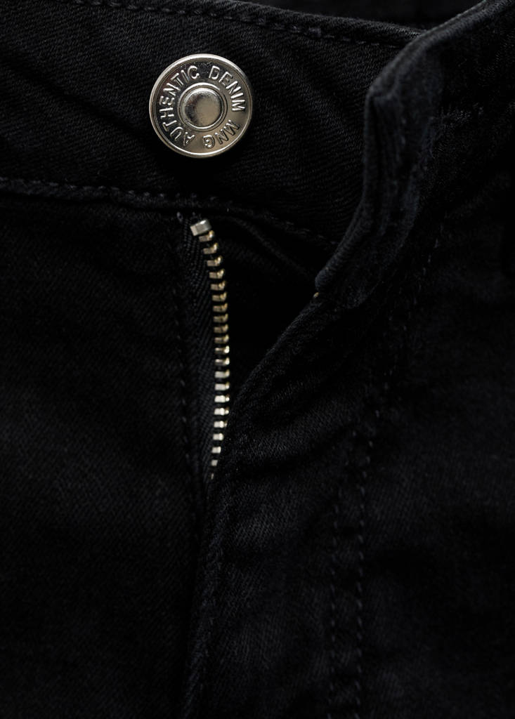 Straight-fit denim shorts — Black denim