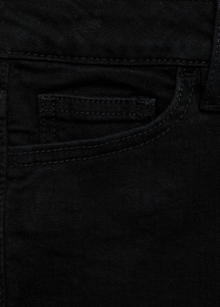 Straight-fit denim shorts — Black denim
