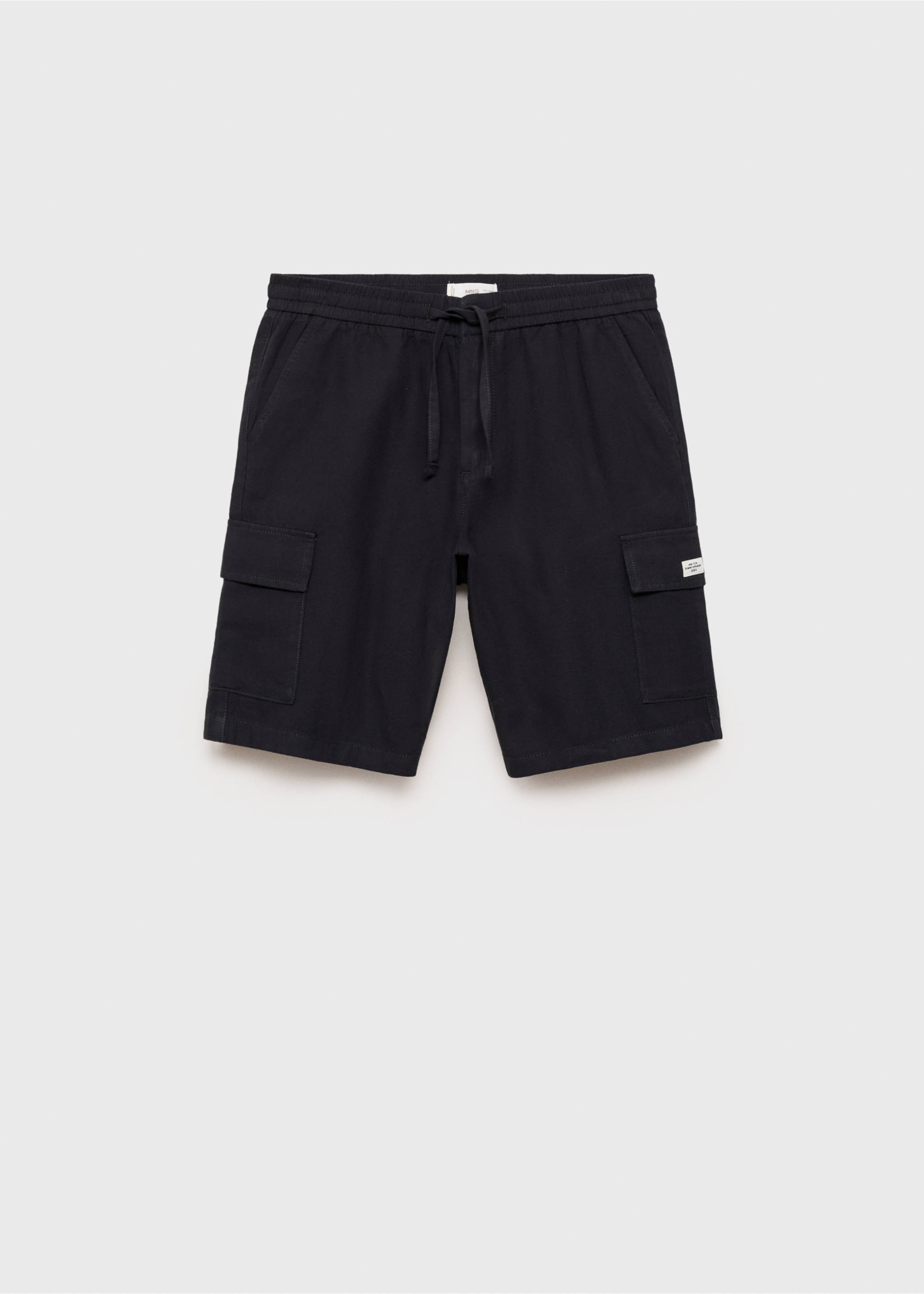 Cotton linen cargo shorts - Article without model, Black. Ref: 87036356-00.