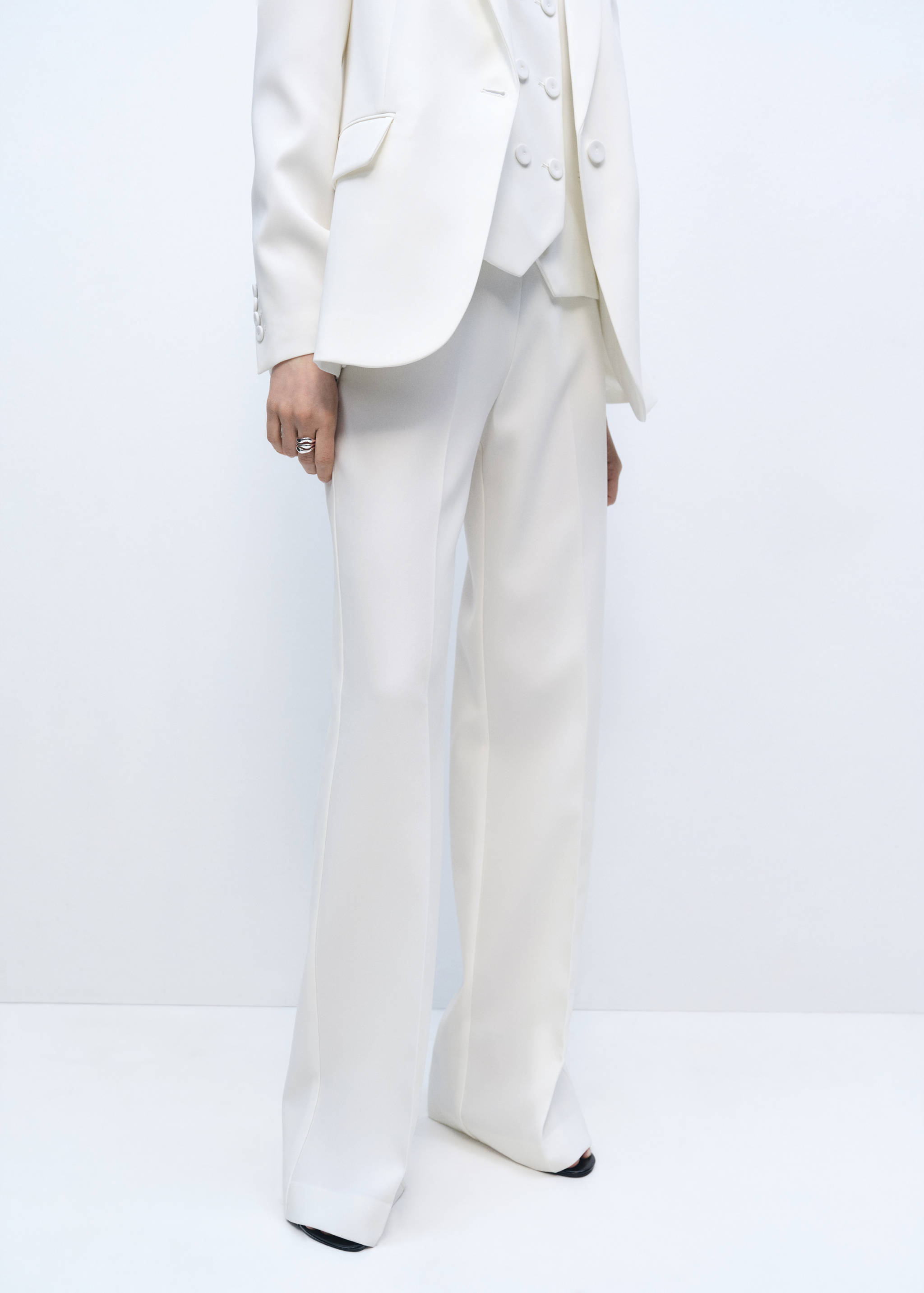 High-waist straight-fit suit trousers - Medium plane