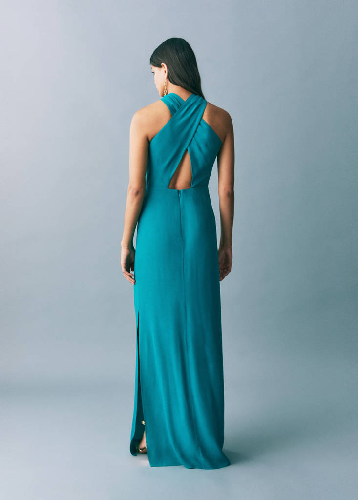 Long halter-neck dress — Turquoise