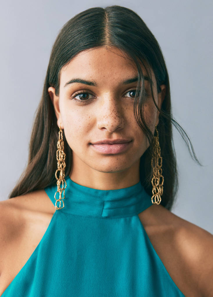 Long halter-neck dress — Turquoise