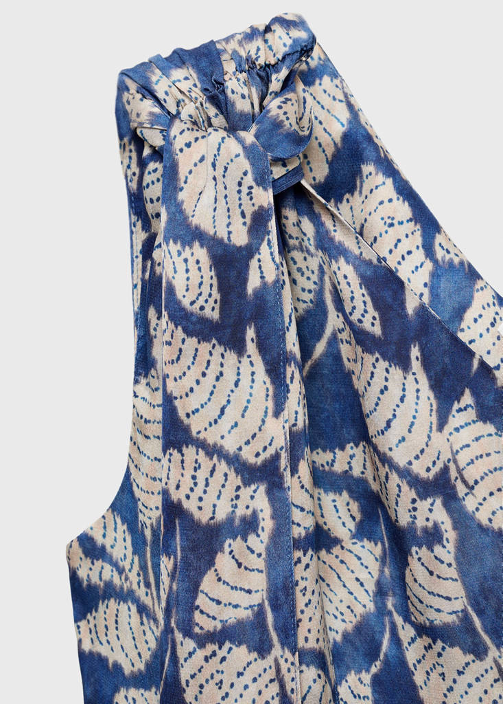 Printed asymmetrical dress — Dark Navy