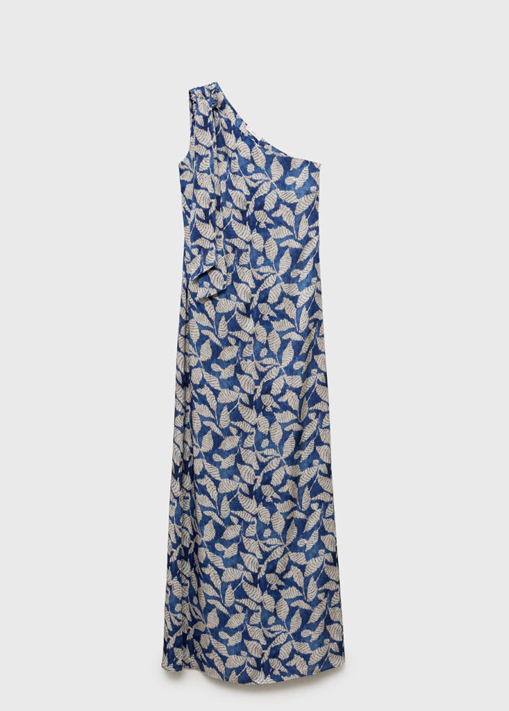 Printed asymmetrical dress — Dark Navy
