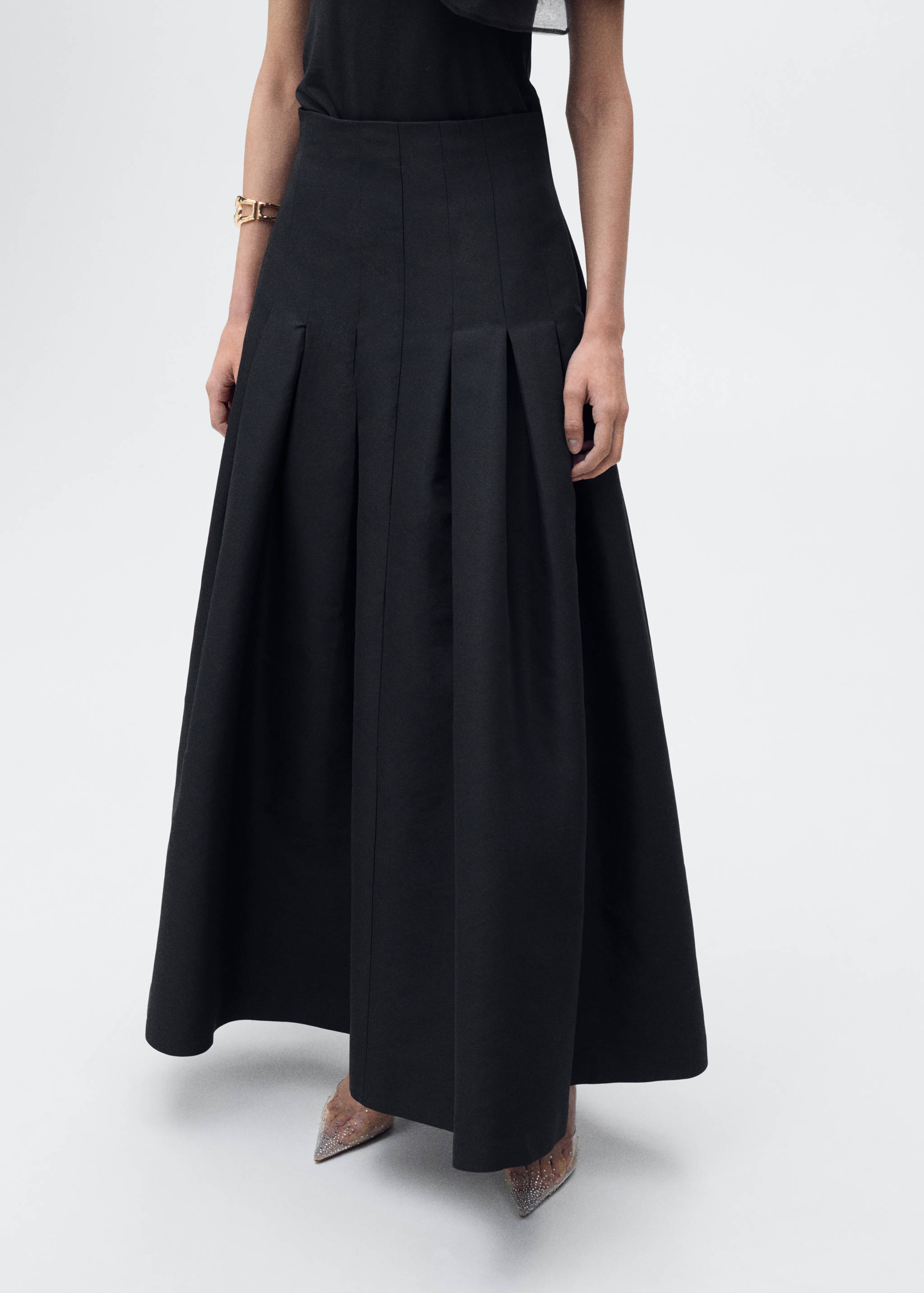 Flared skirt with pleated detail - Medium plane