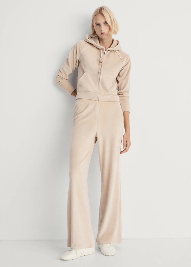 Soft-touch velour trousers — Light/Pastel Grey