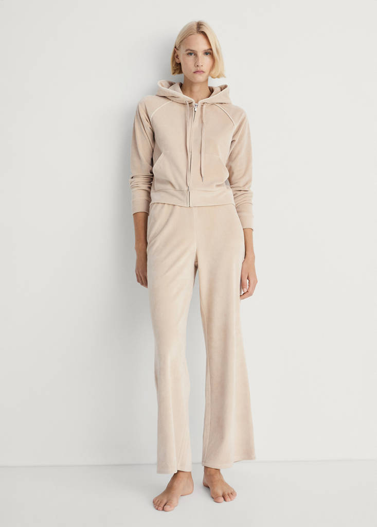 Soft-touch velour trousers — Light/Pastel Grey