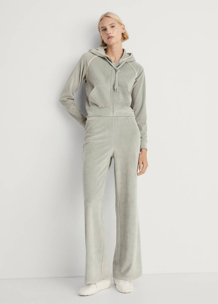 Soft-touch velour trousers — Aqua Green