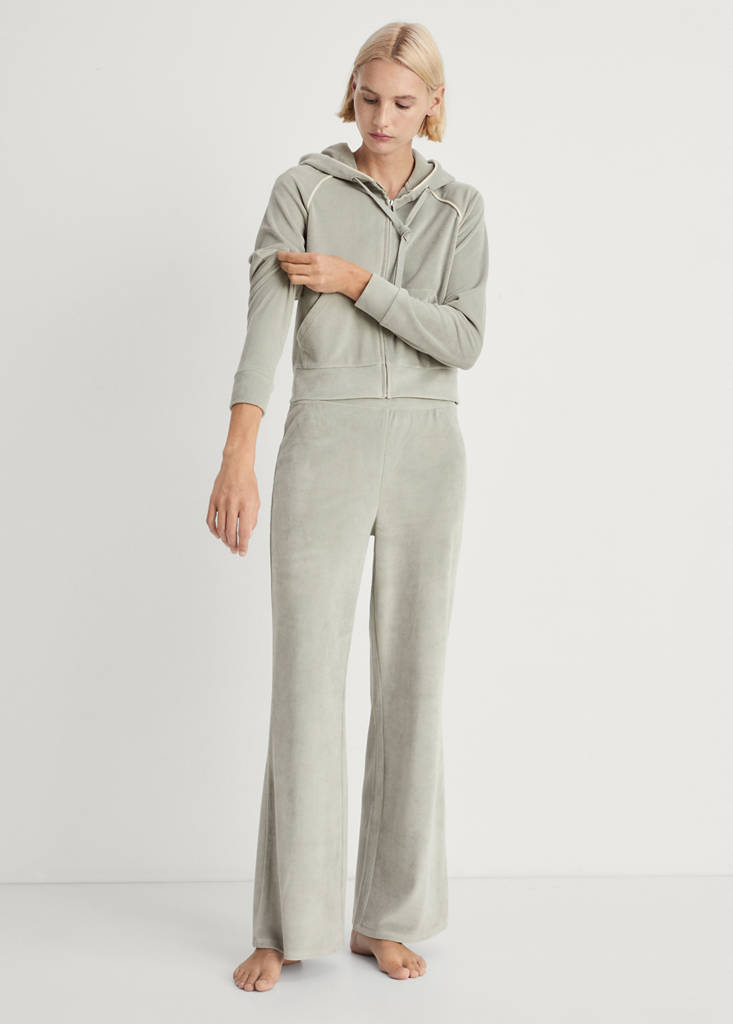Soft-touch velour trousers — Aqua Green