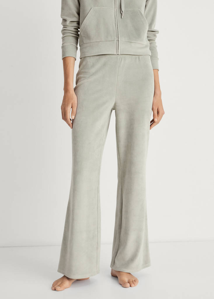Soft-touch velour trousers — Aqua Green