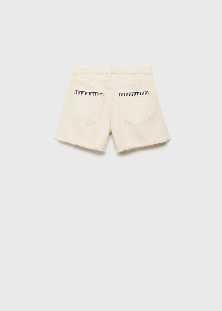 Shorts with embroidered detail — Ecru