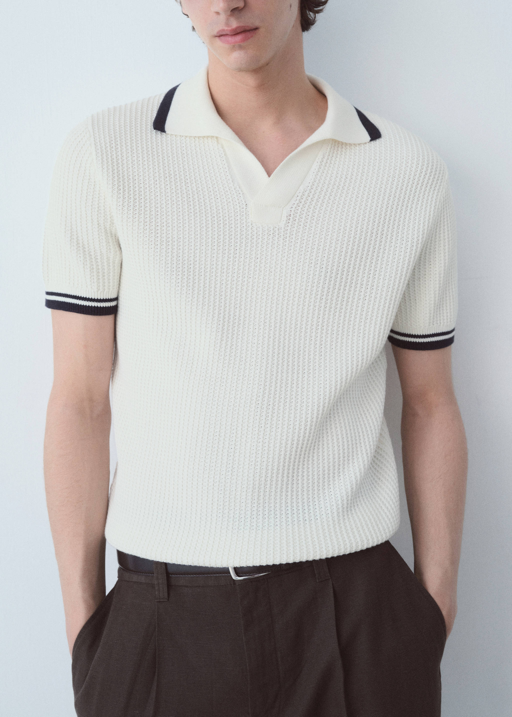 棉质结构 polo 衫 - null