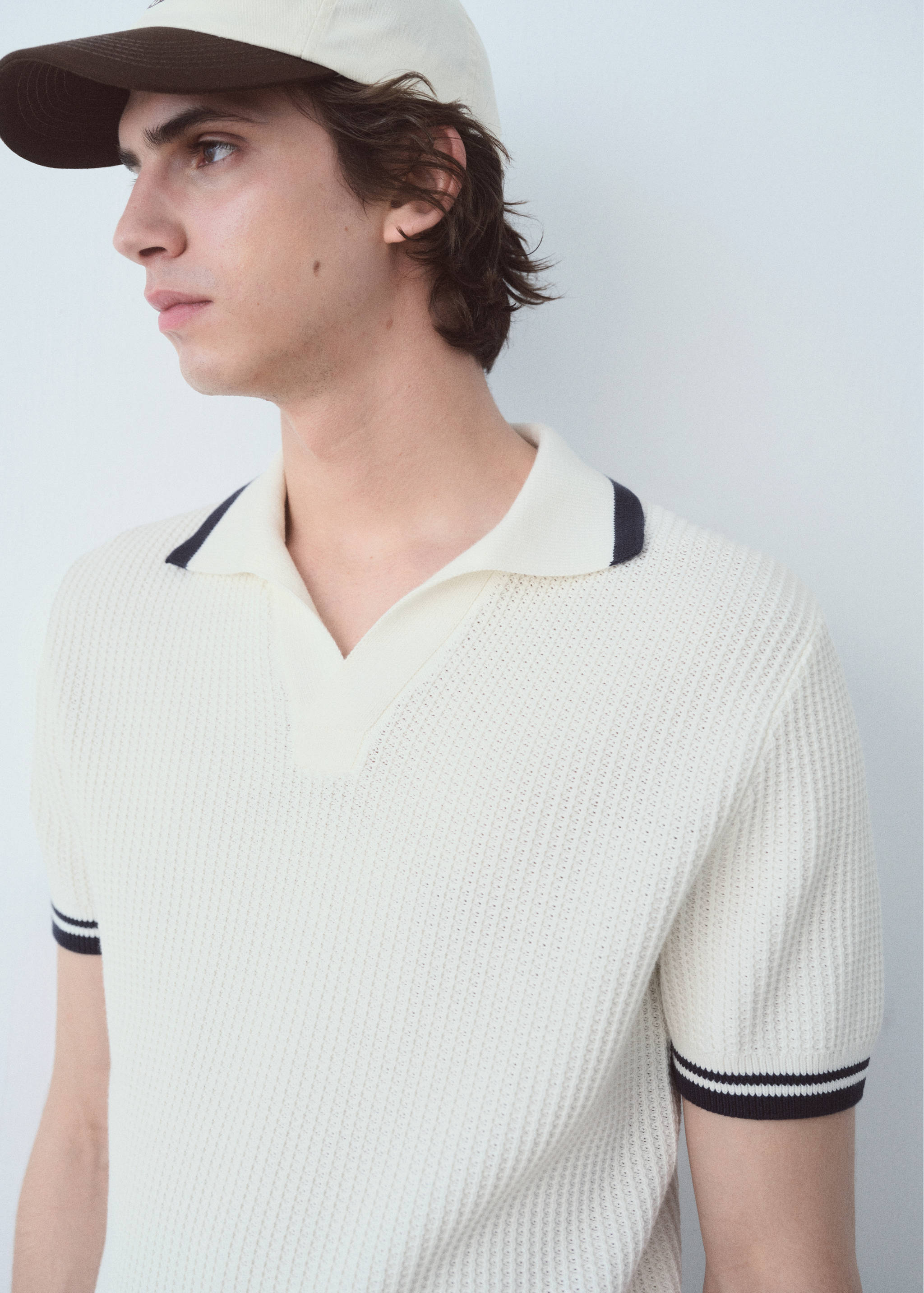 棉质结构 polo 衫 - null