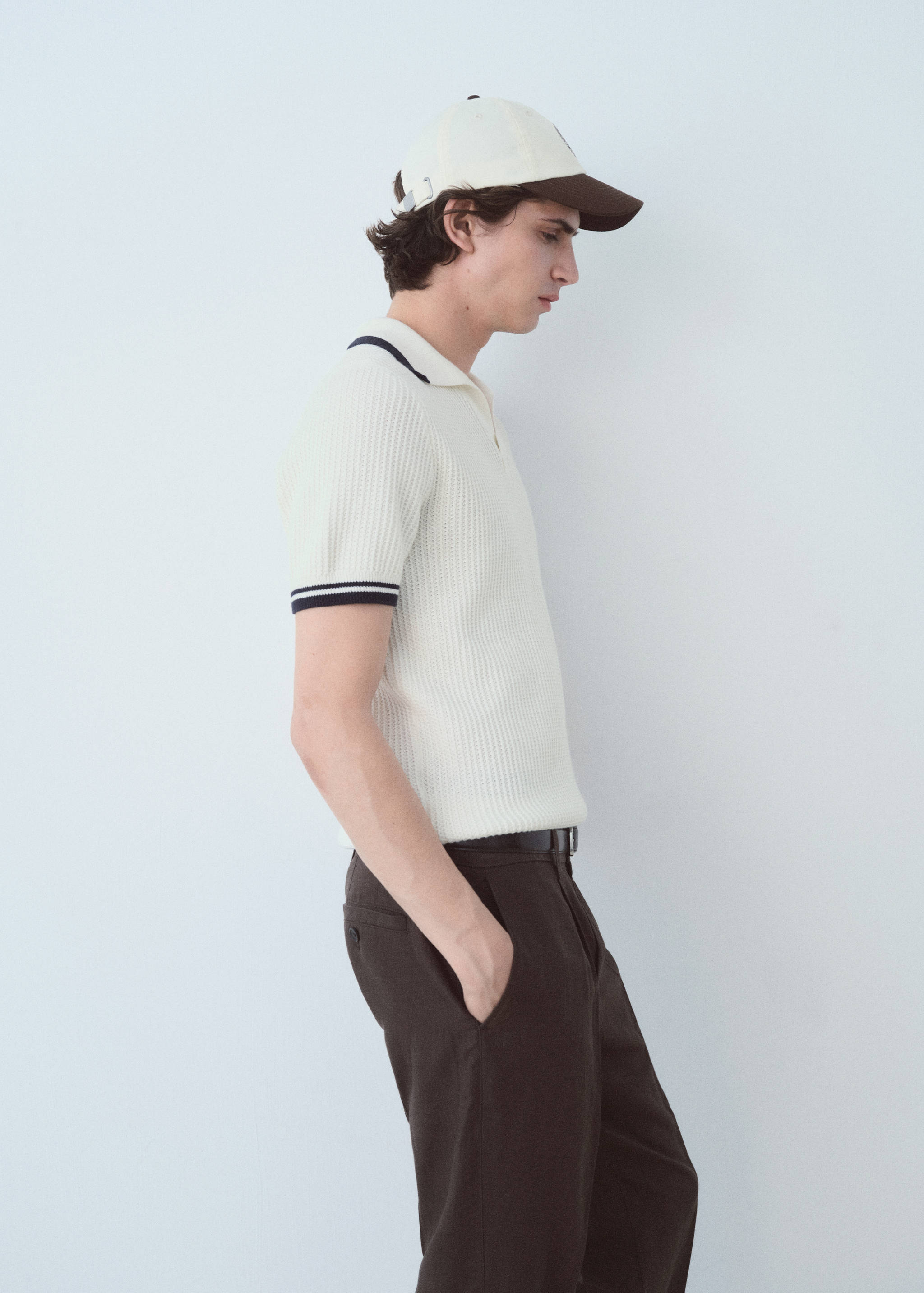 棉质结构 polo 衫 - null