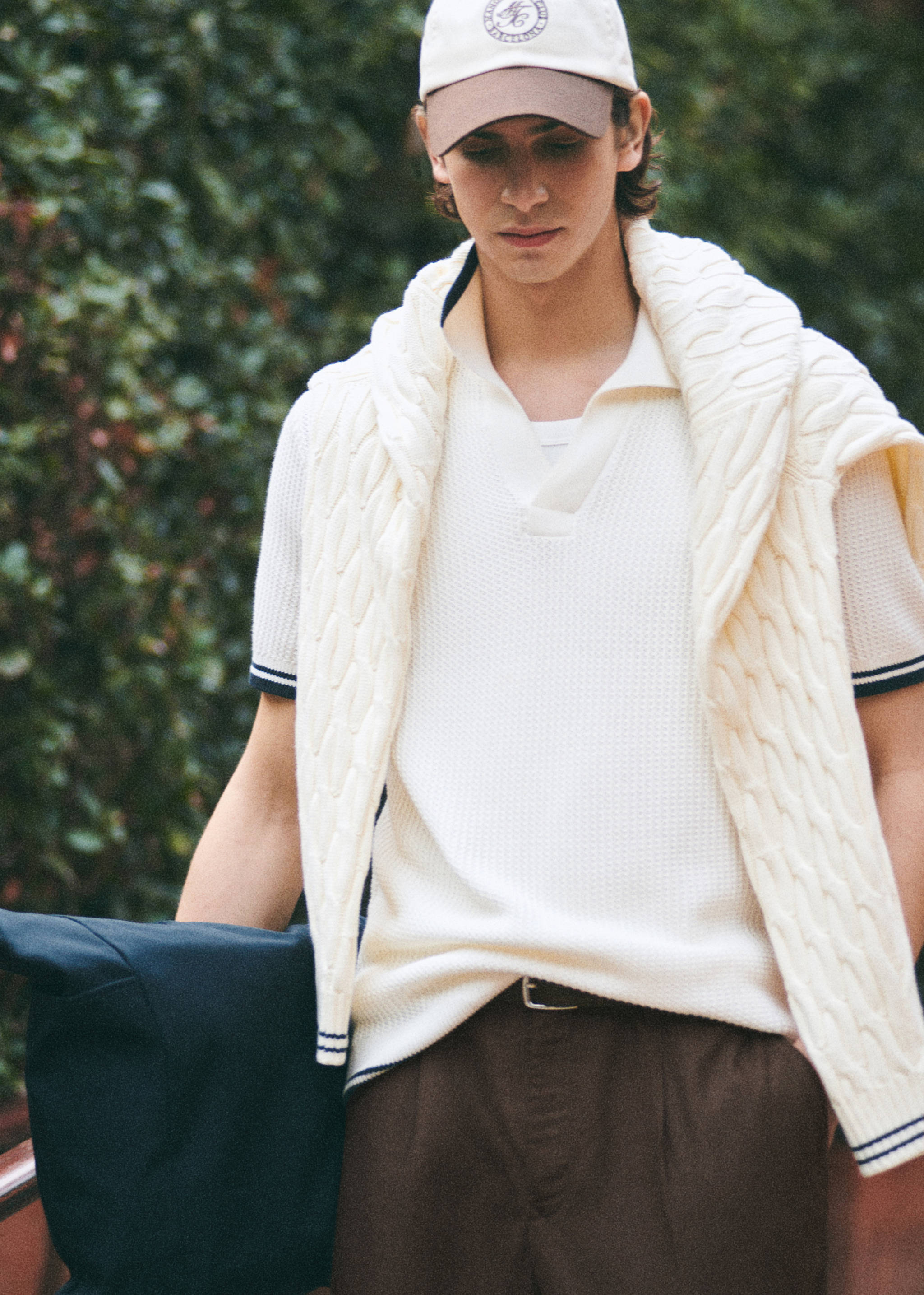 棉质结构 polo 衫 - null