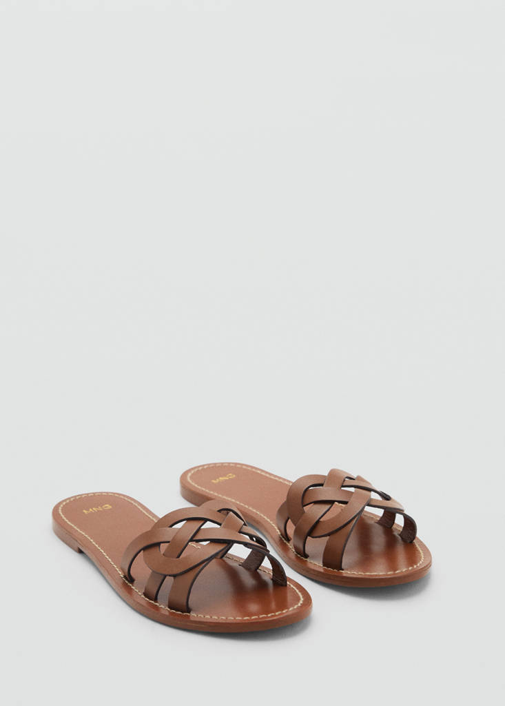 Leather sandals with intertwined strap — Leather