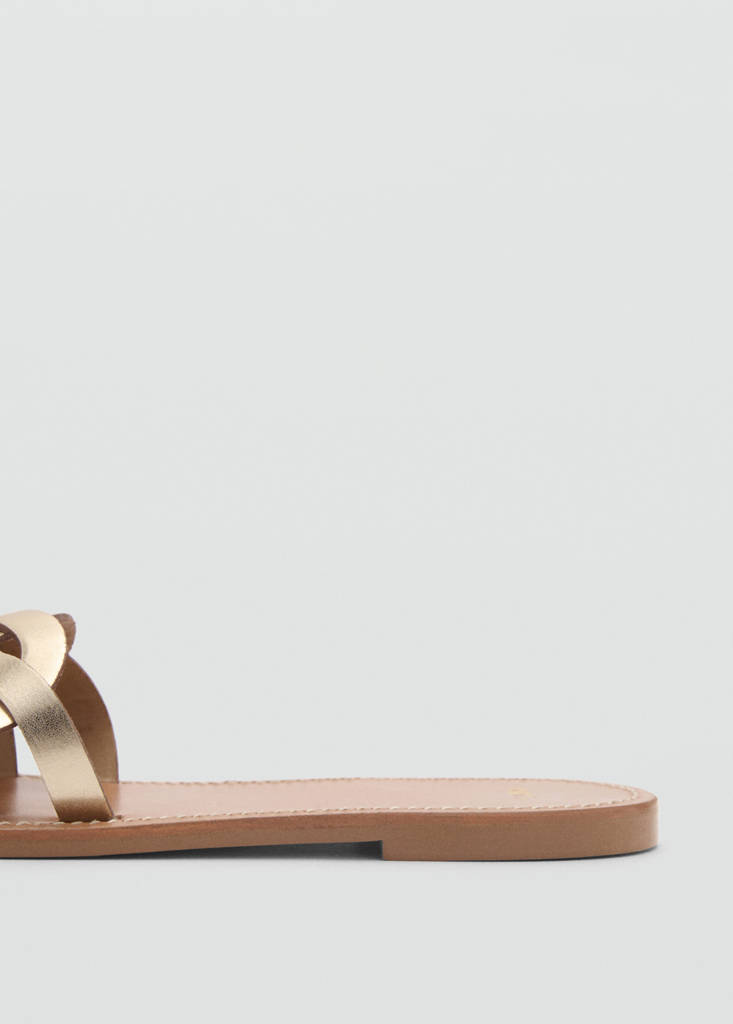 Leather sandals with intertwined strap — Gold