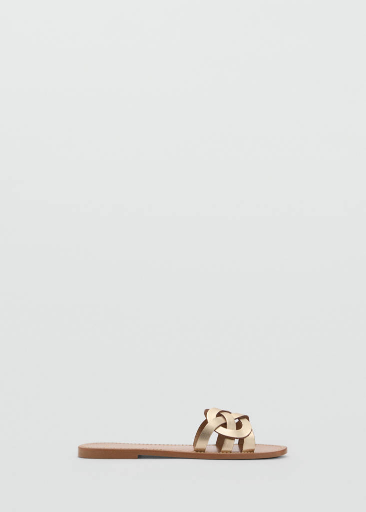 Leather sandals with intertwined strap — Gold