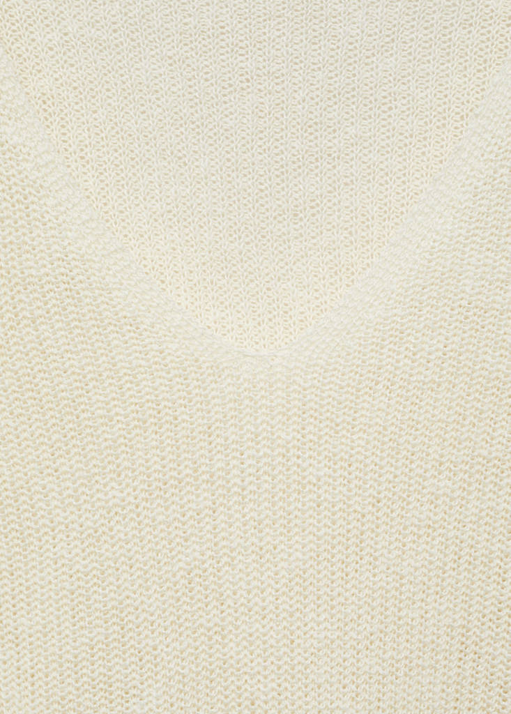 V-neck knit sweater — Ecru