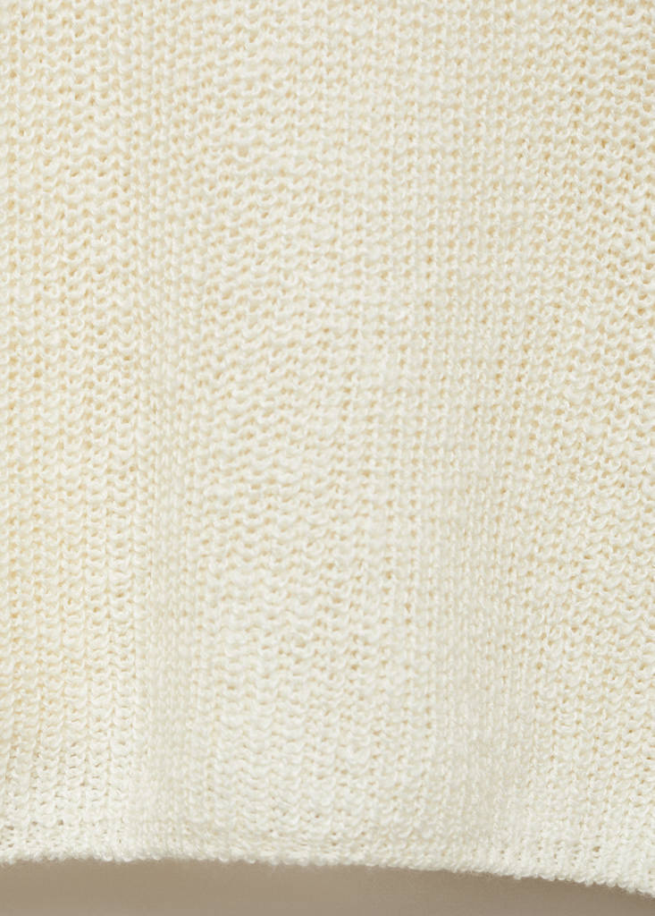 V-neck knit sweater — Ecru