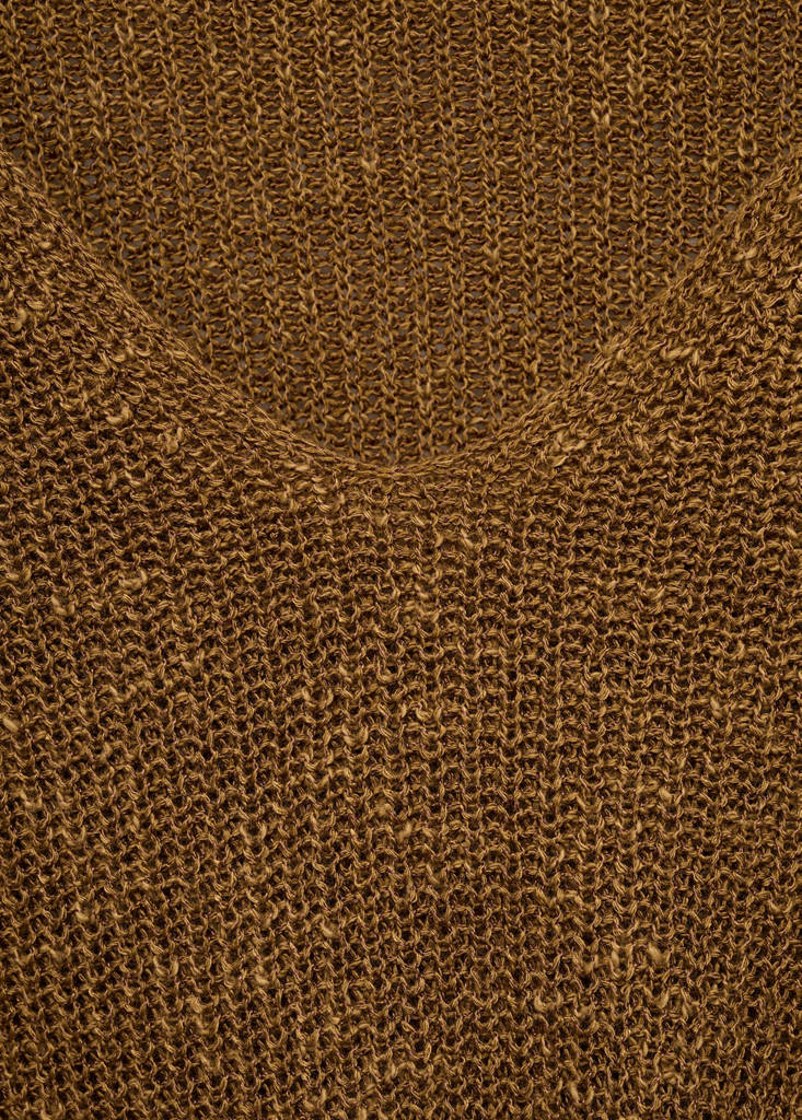 V-neck knit sweater — Tobacco Brown