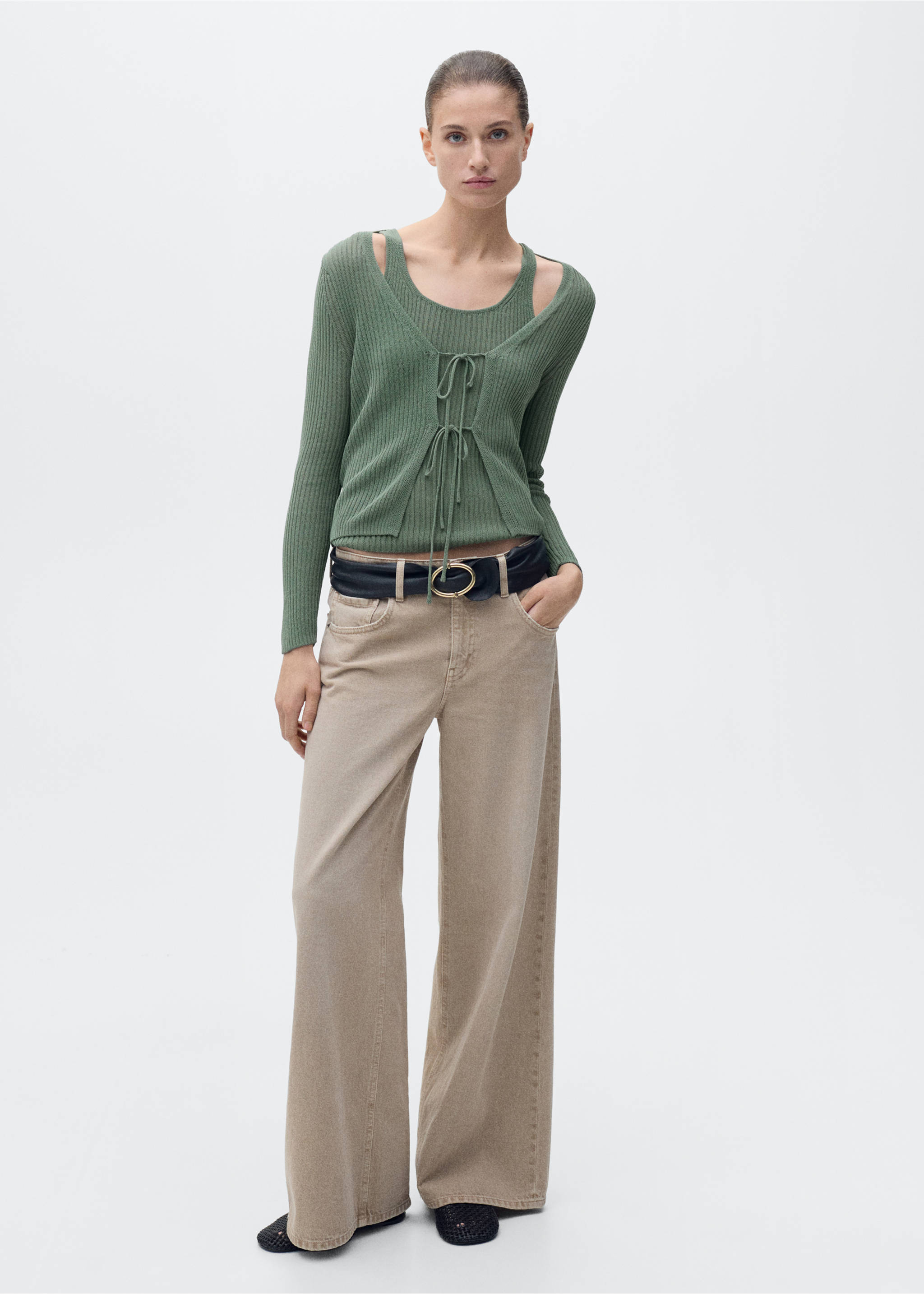 Chunky rib-knit top - General plane, Green. Ref: 87037166-00.