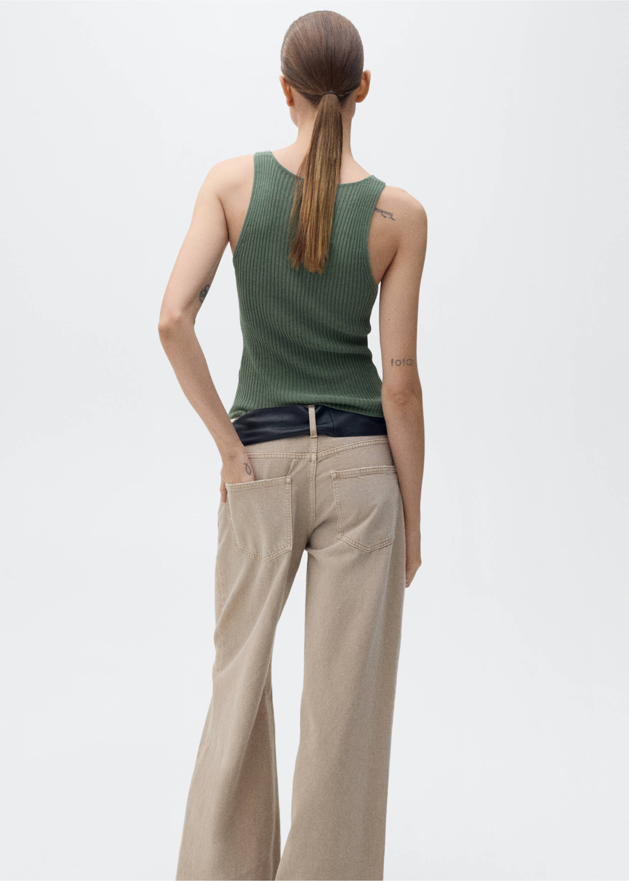 Chunky rib-knit top - Reverse of the article, Green. Ref: 87037166-00.