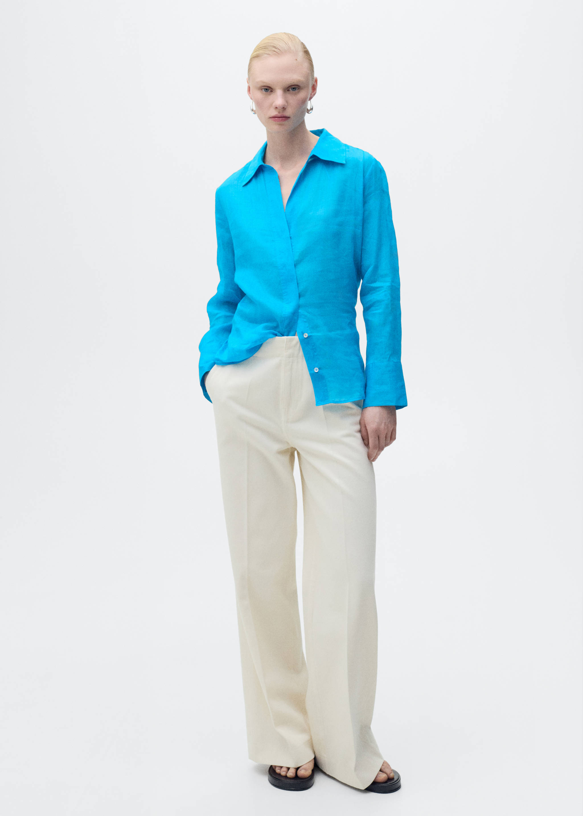 Chemise ramie boutons dissimulés - Plan général