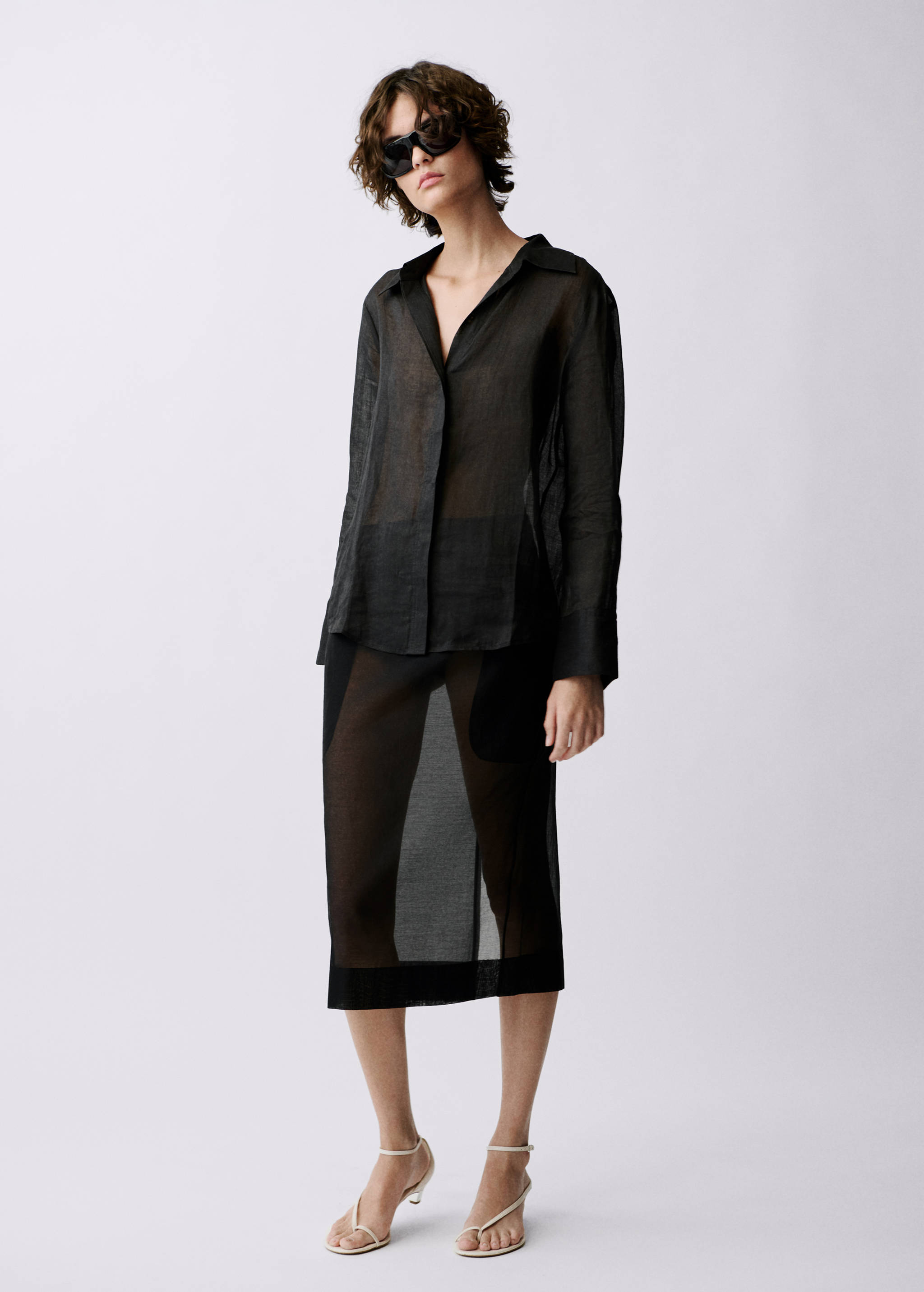 Chemise ramie boutons dissimulés - Plan général