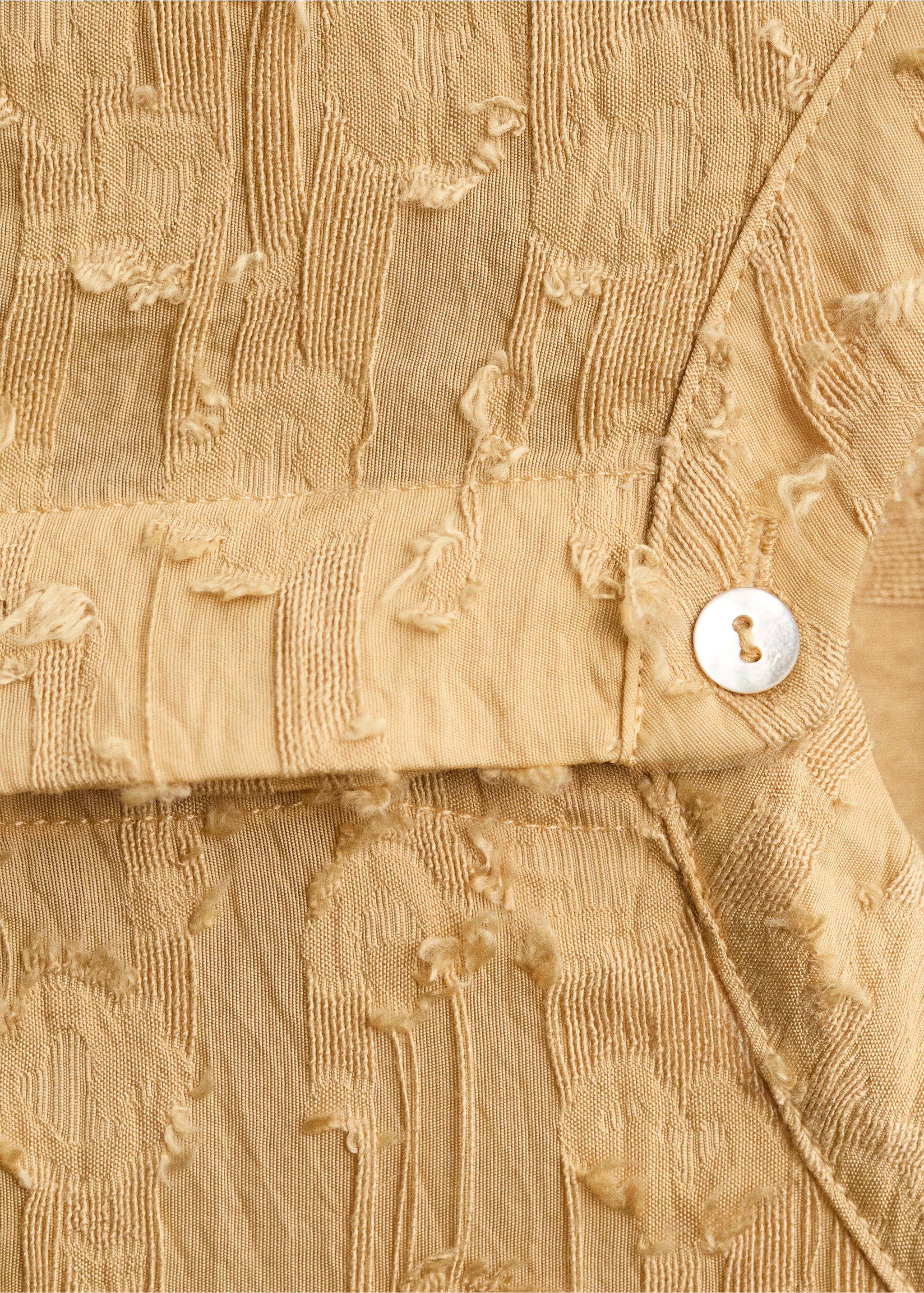 Textured oversize shirt - Details of the article 8, Ochre. Ref: 87037178-00.