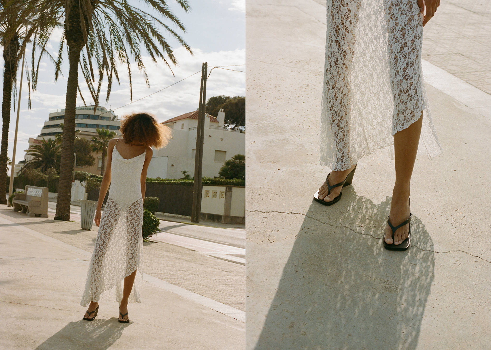 Lace dress with draped neck - Panoramic plane
