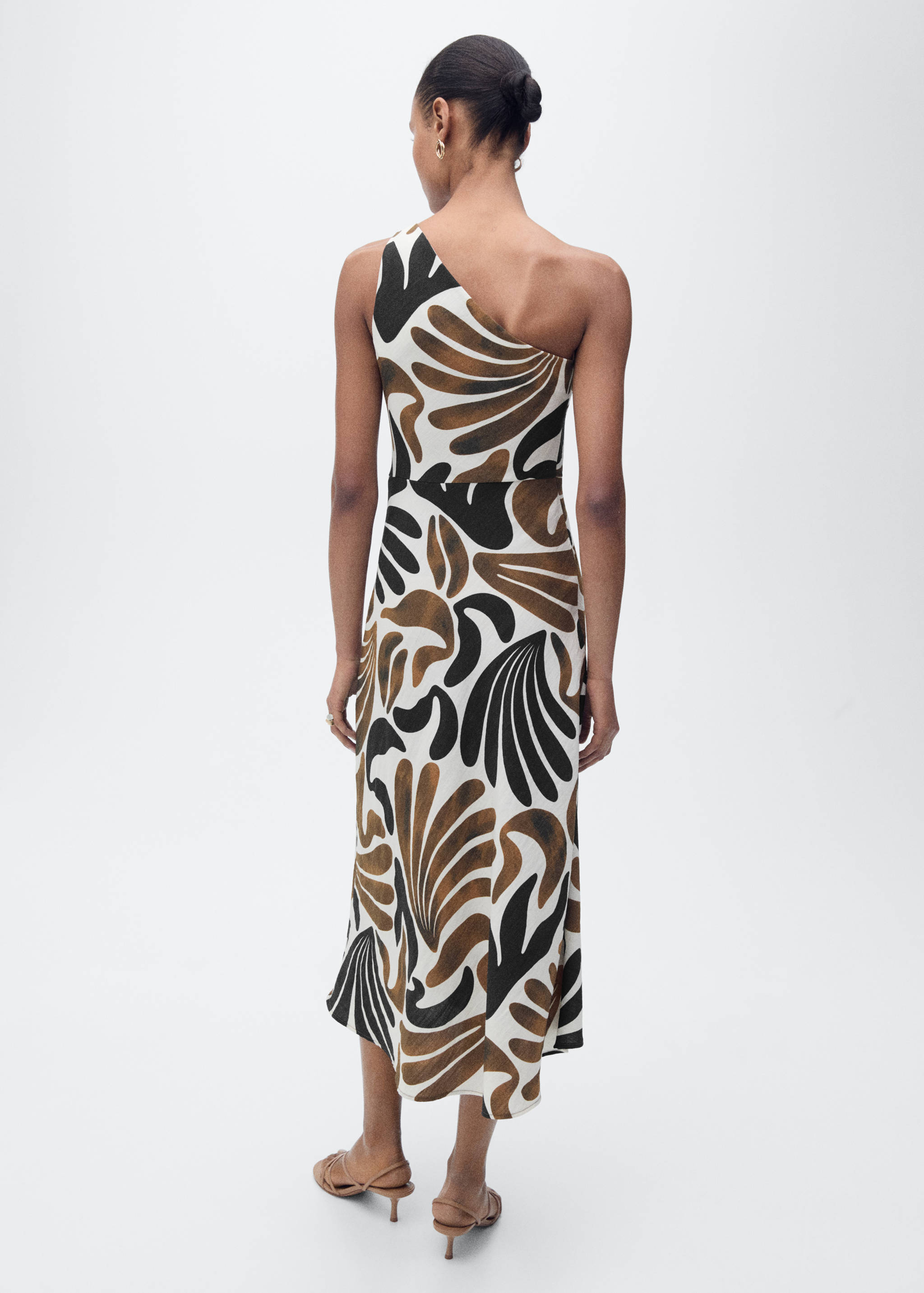 Printed dress with asymmetrical neck - Reverse of the article