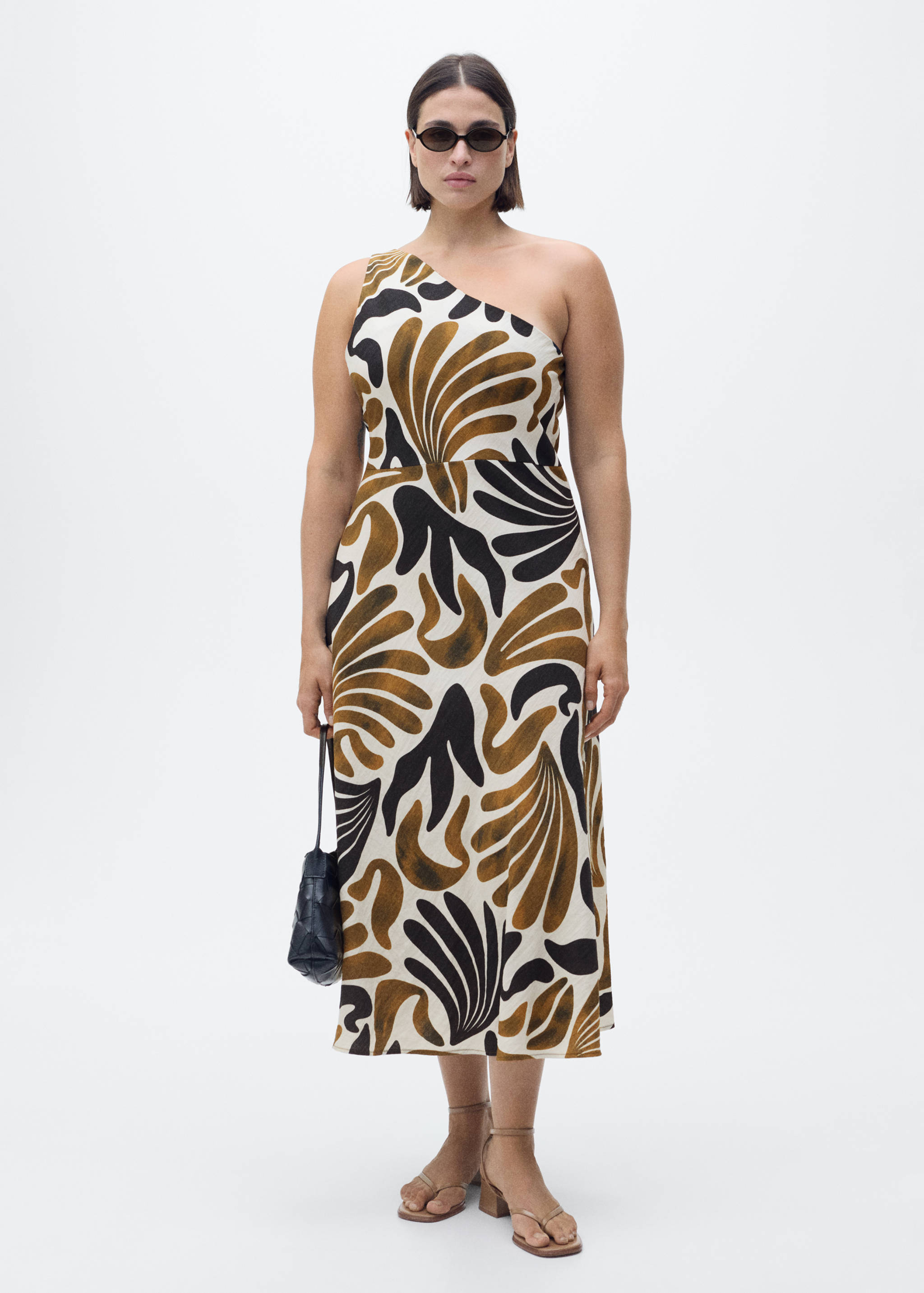 Printed dress with asymmetrical neck - Details of the article 3