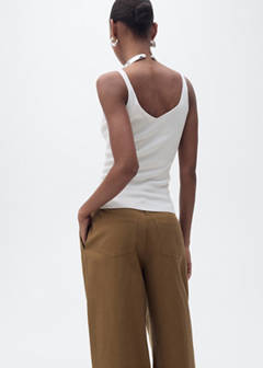 V-neck knit top — Ecru 3