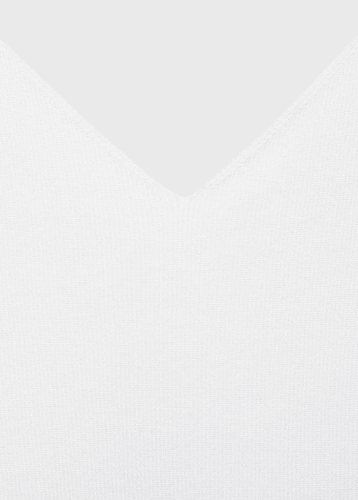 V-neck knit top — Ecru