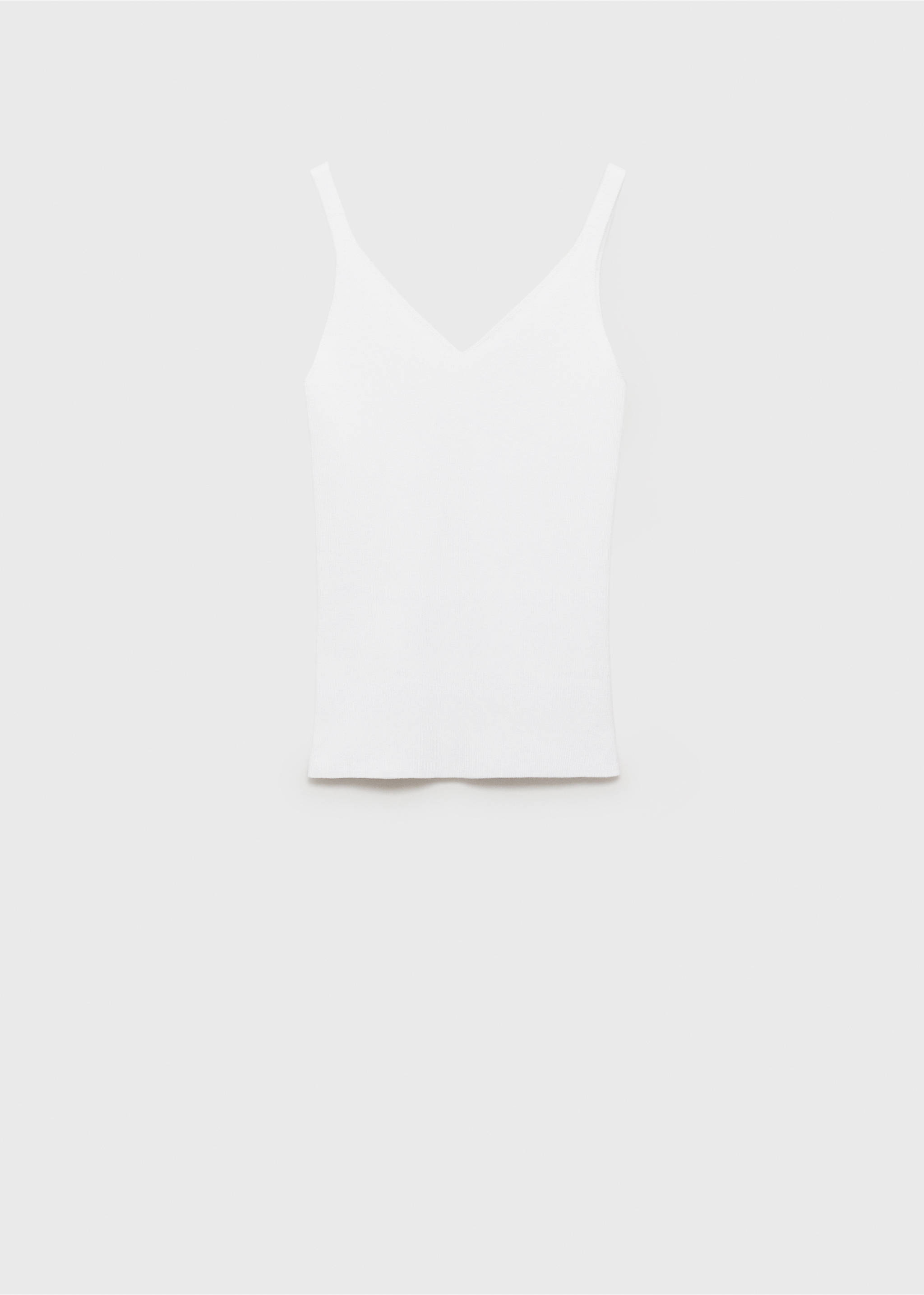 V-neck knit top - Article without model, Ecru. Ref: 87037184-00.