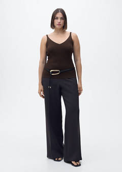 V-neck knit top — Chocolate 5