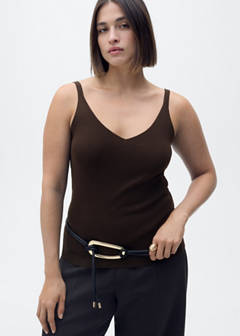 V-neck knit top — Chocolate 7