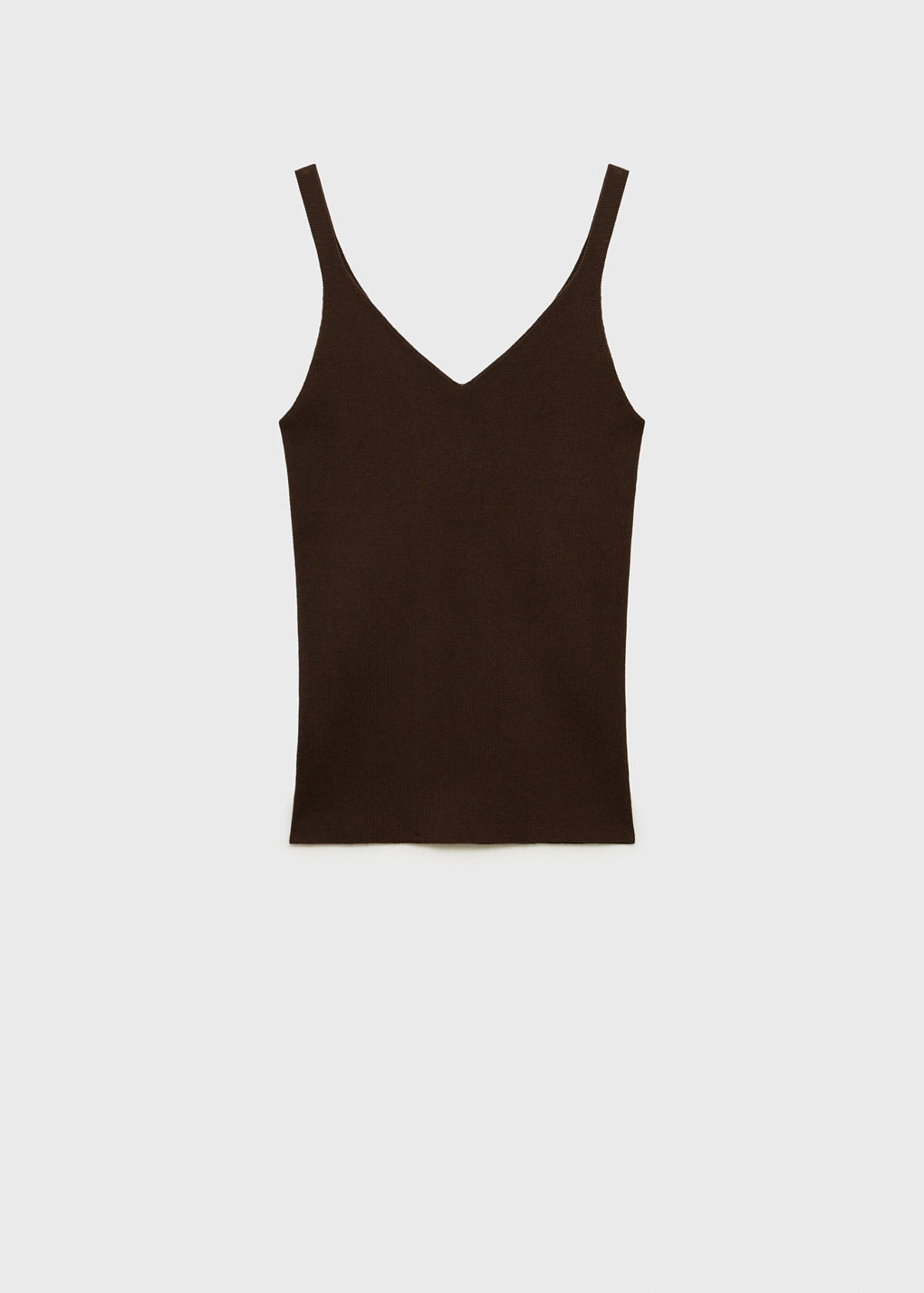 V-neck knit top — Chocolate