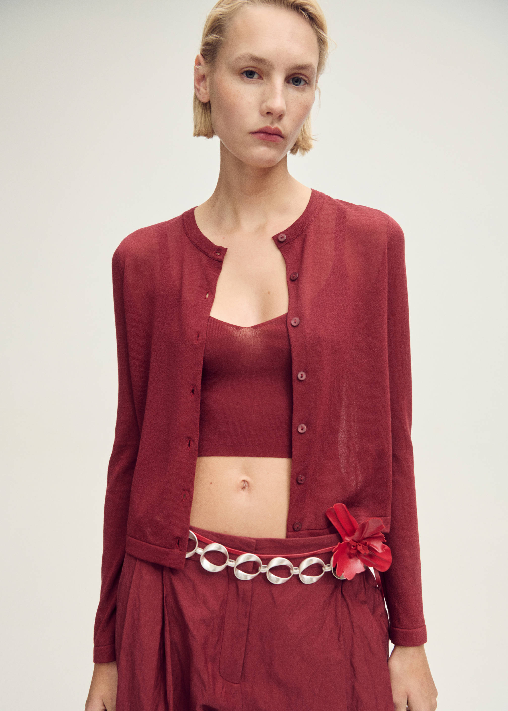 Fine-knit straight-fit cardigan - Medium plane