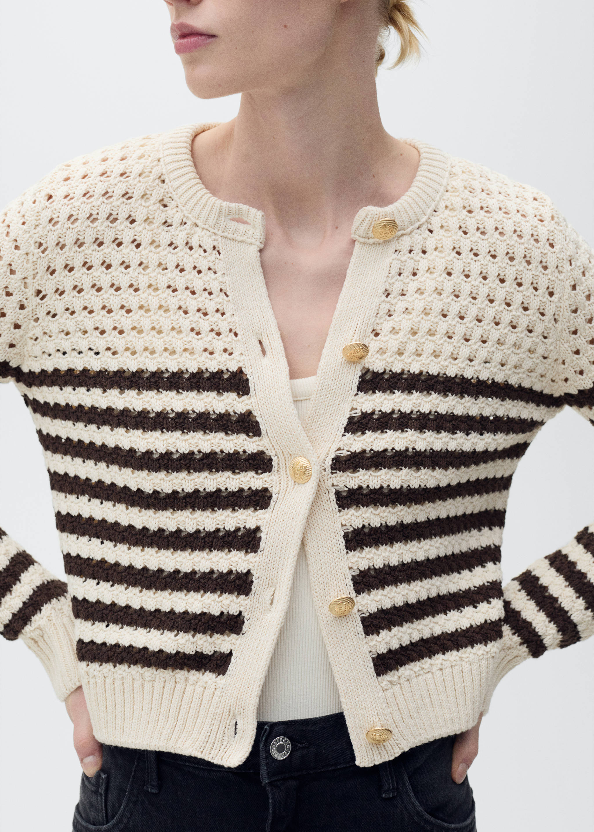 Striped openwork knitted cardigan - Medium plane