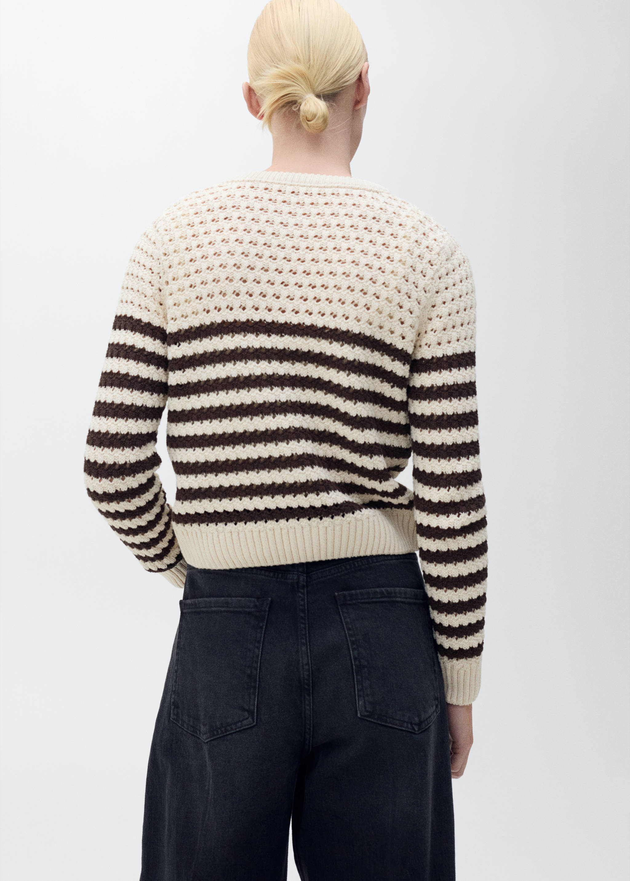 Striped openwork knitted cardigan - Reverse of the article