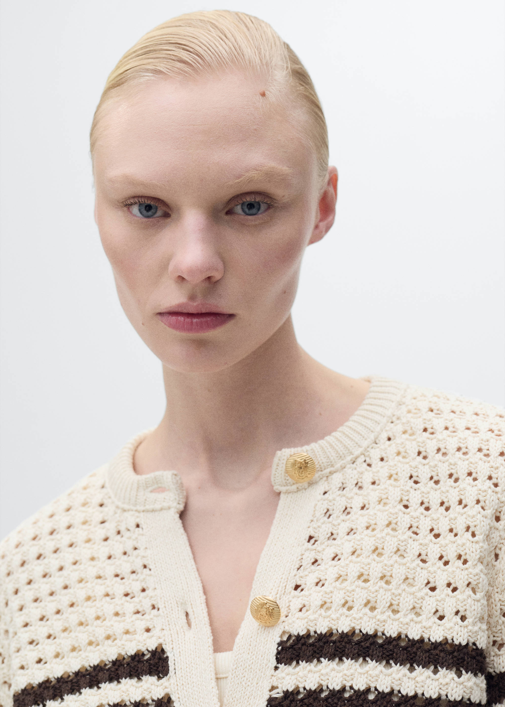 Striped openwork knitted cardigan - Details of the article 1