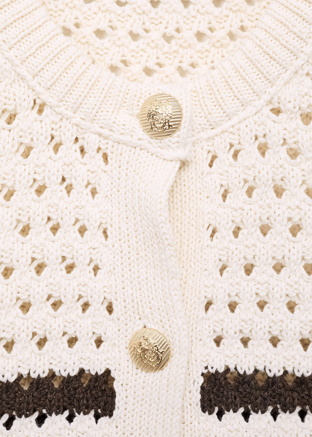 Striped openwork knitted cardigan — Brown