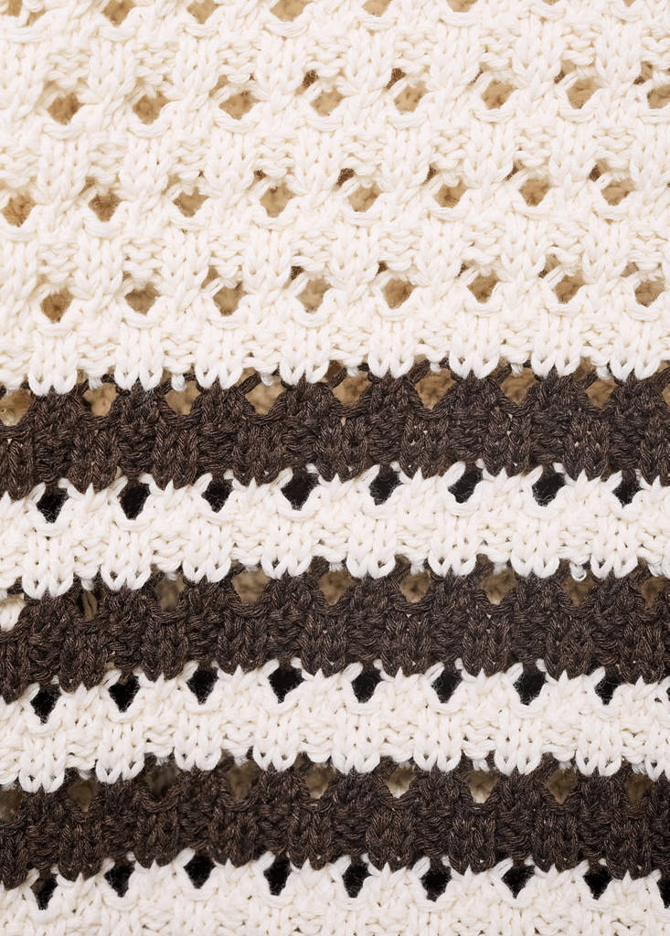 Striped openwork knitted cardigan — Brown