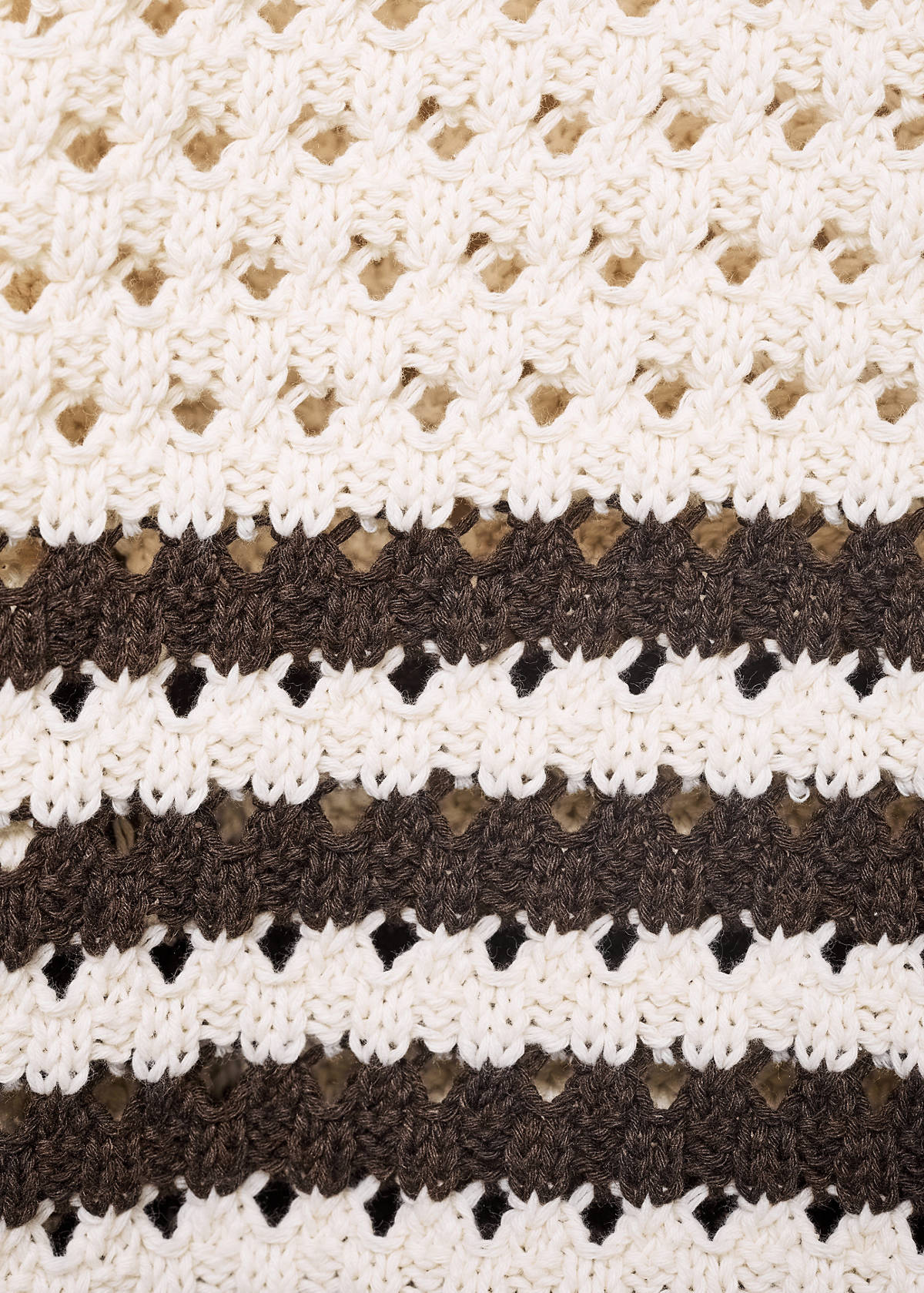 Striped openwork knitted cardigan — Brown